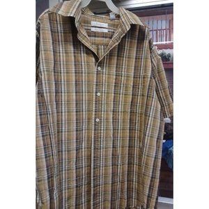 Turnbury Mens Button Shirt  SS M Brown Plaid